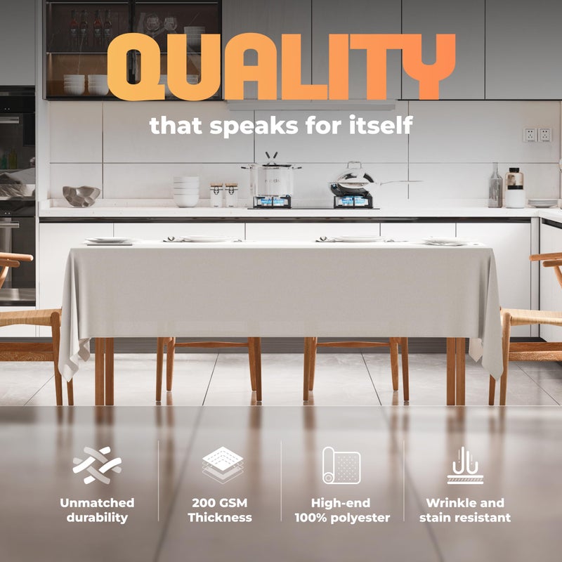White Classic WEALUXE White Table Cloths for 8 Foot Rectangle Tables, 2-Pack, 60x126 inches, Water, Stain and Wrinkle Resistant, 200 GSM Washable Poly Fabric Tablecloths Rectangular, Elegant and Durable - Image 3
